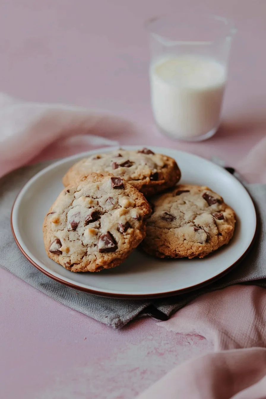 Plate of golden cookies drizzled with melted chocolate