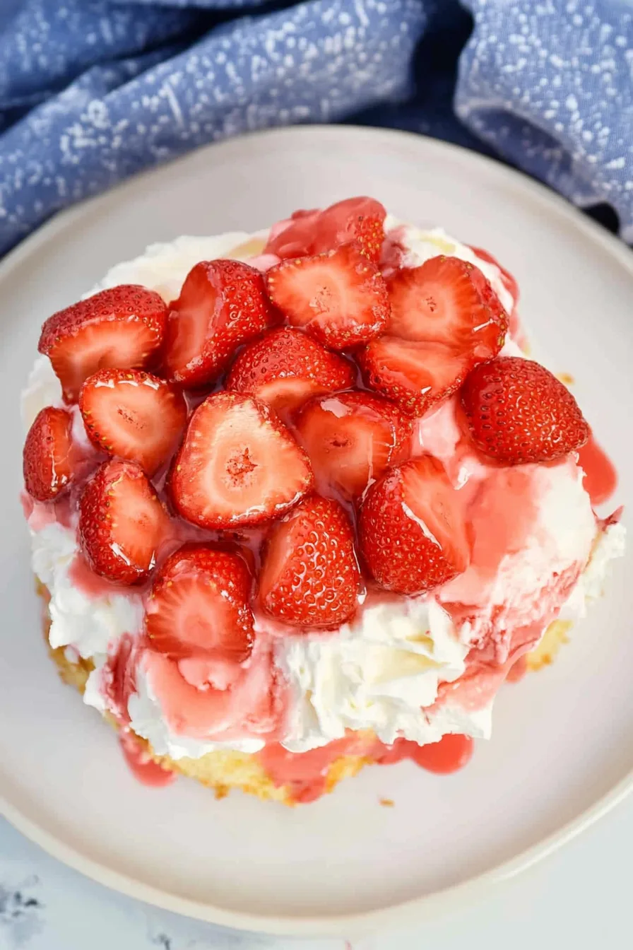 Overhead view of a beautifully garnished summer dessert.