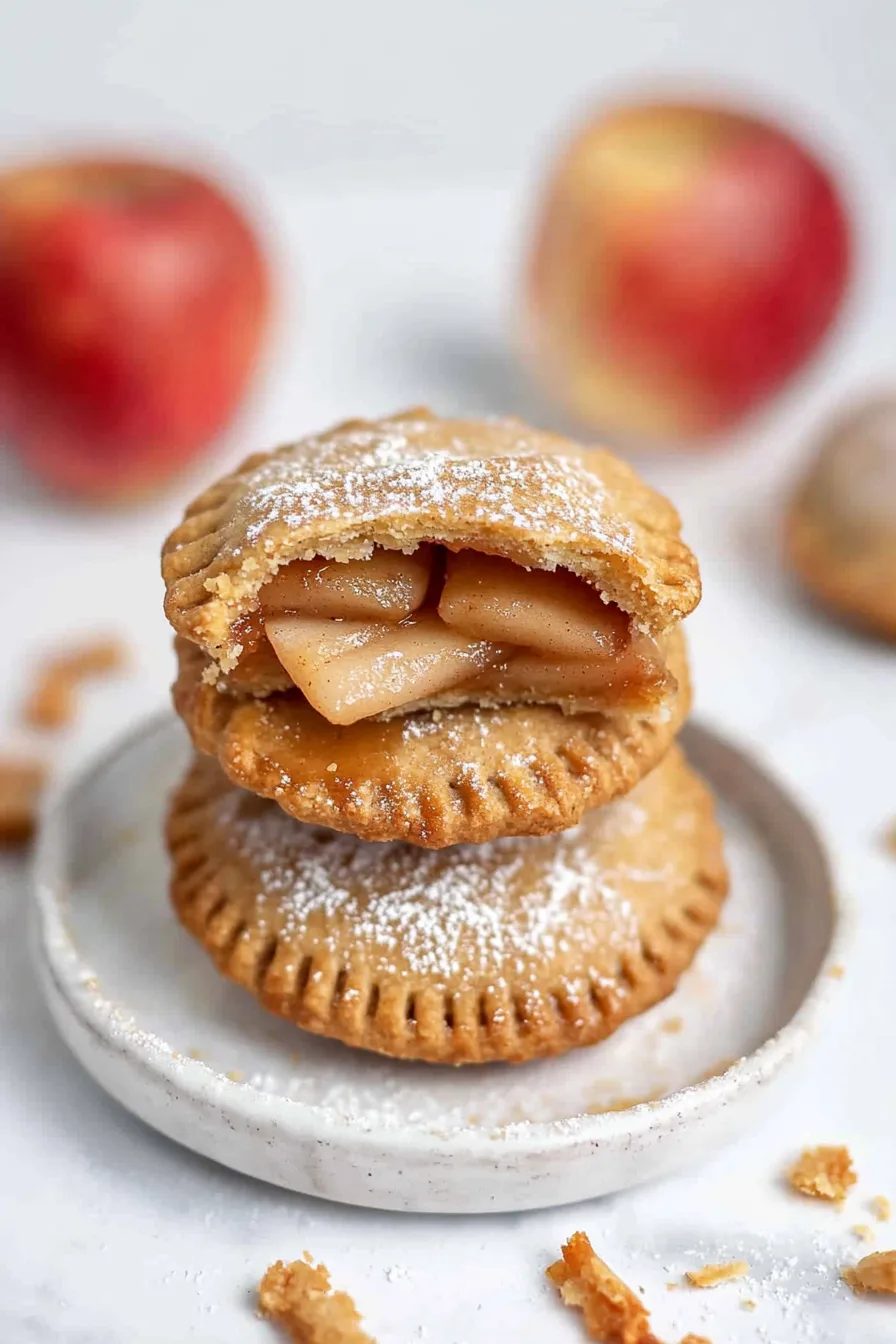 Freshly baked mini pies with golden crust and apple filling.