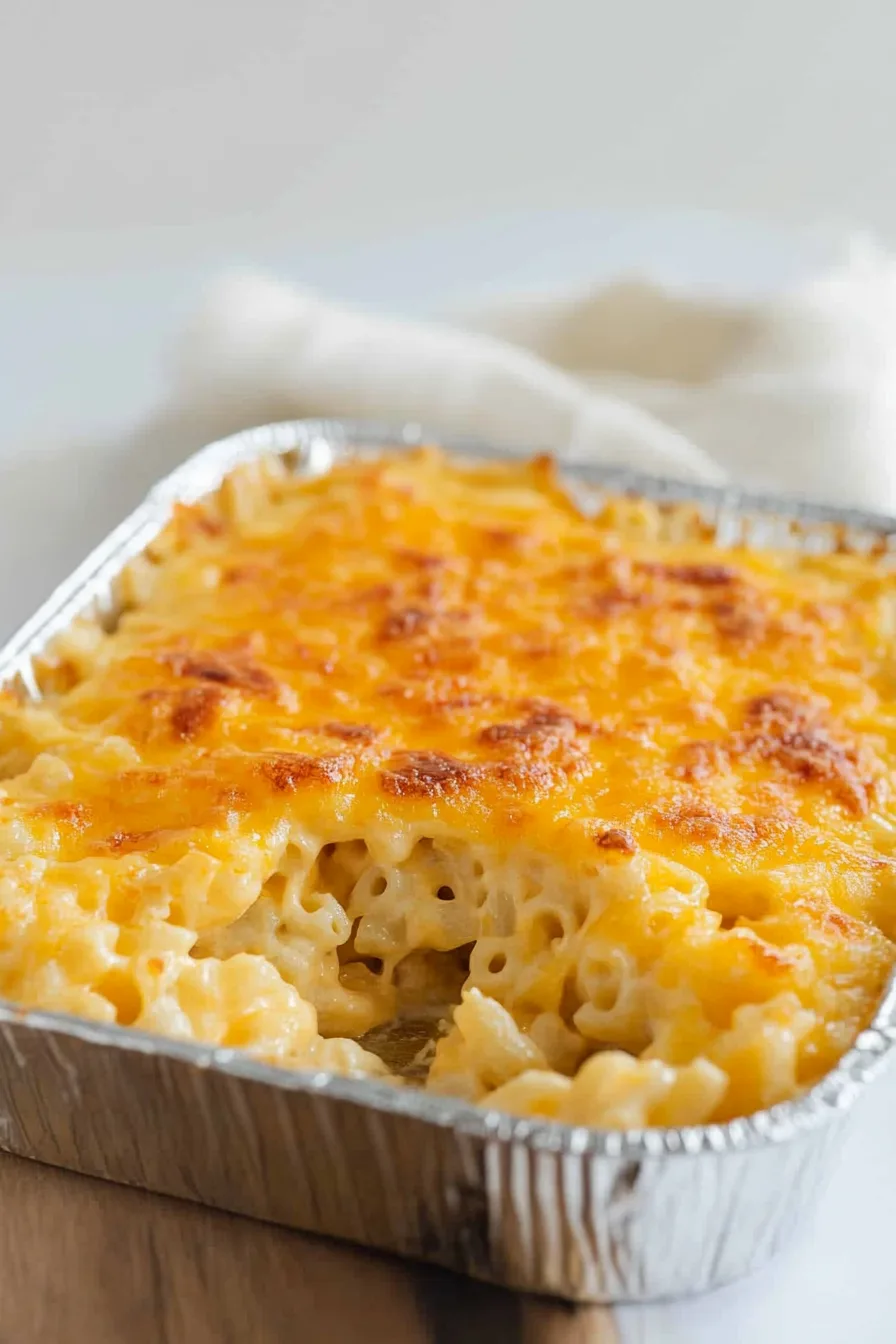 Golden baked pasta topped with a crispy breadcrumb layer in a casserole dish.