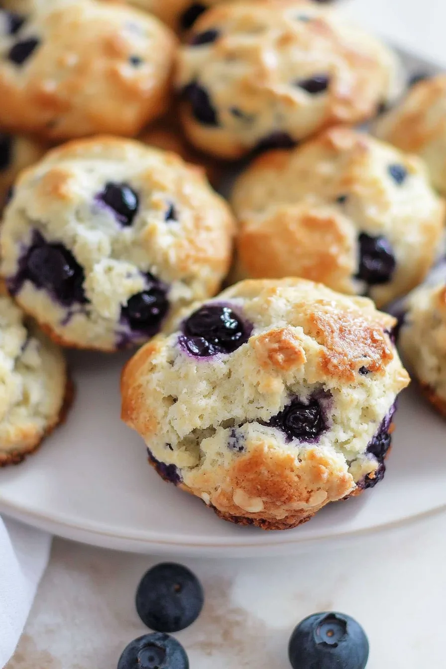 Golden baked pastries with bursts of deep purple berries on top.