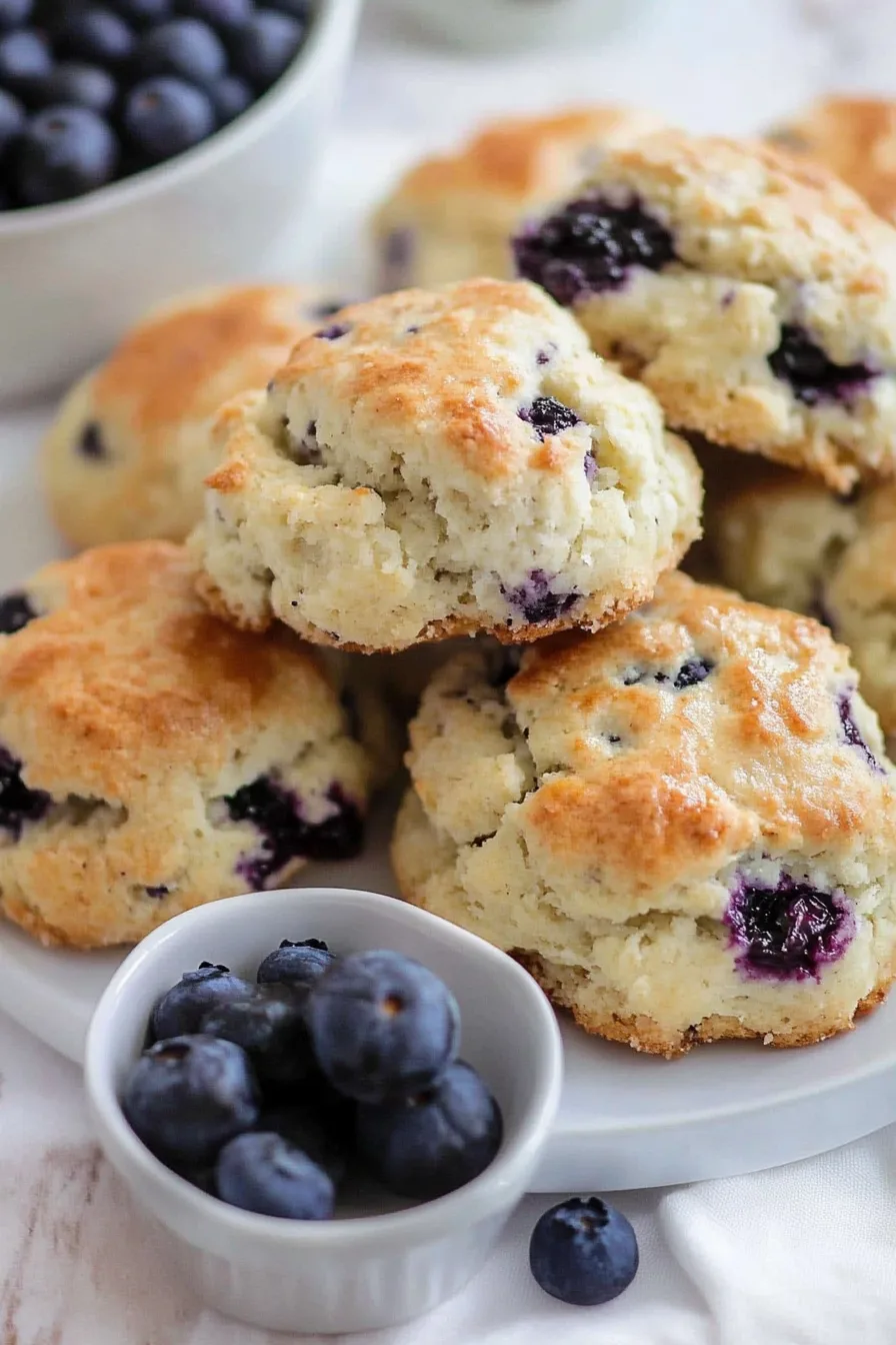 Close-up of flaky pastries showing juicy berry filling inside.