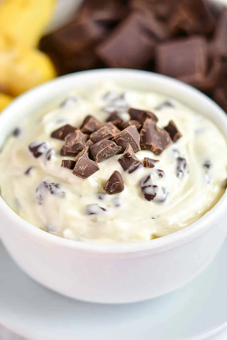 Side view of the dessert showing its chunky chocolate texture.