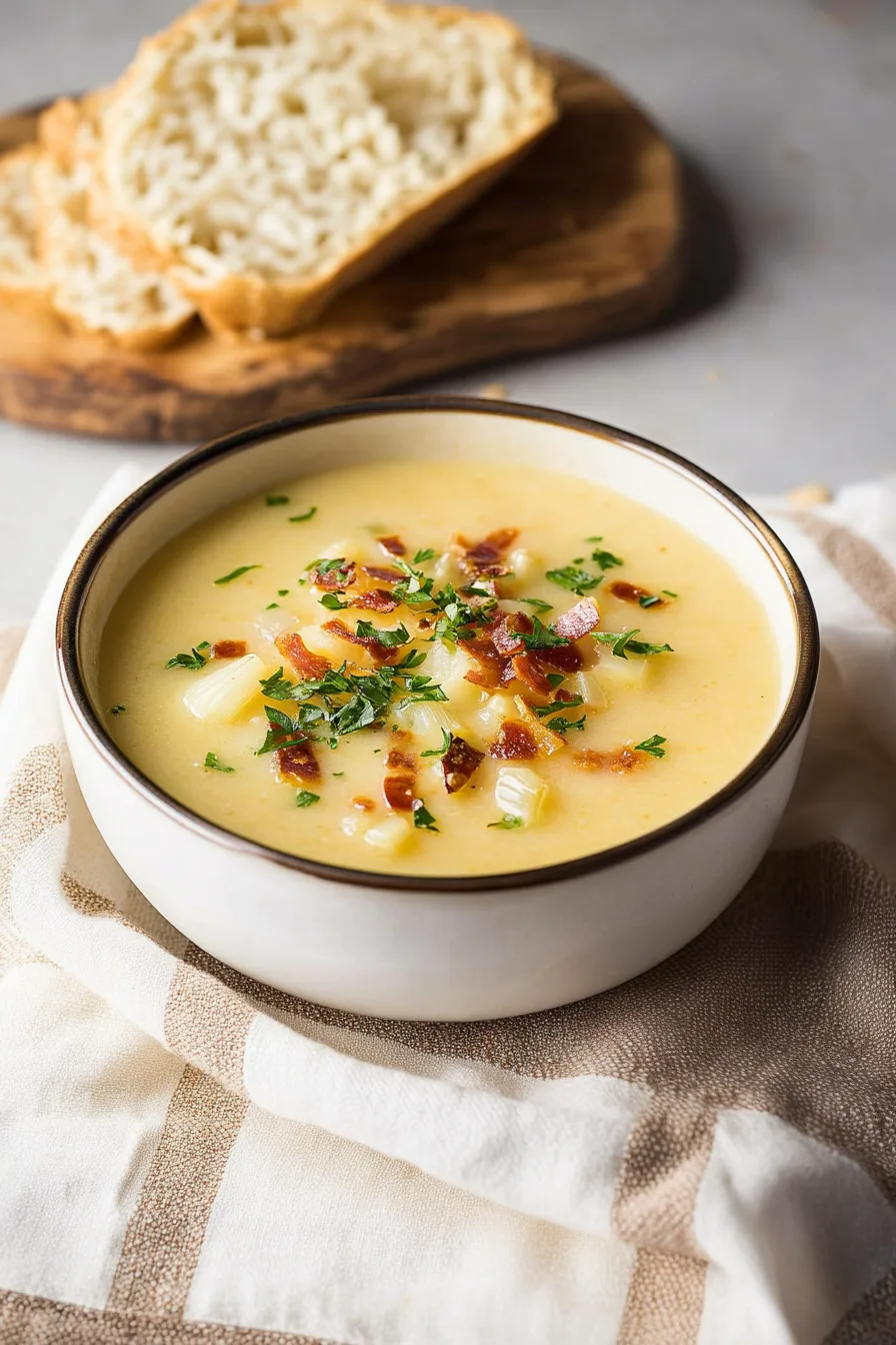 A warm bowl of Copycat Walkabout Onion Soup topped with melted cheese and toasted bread.