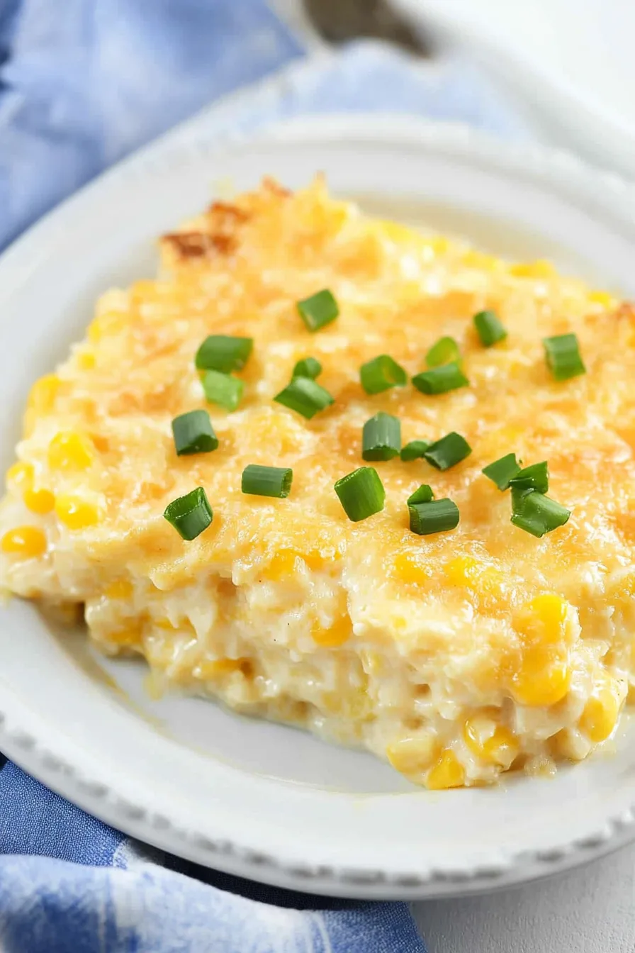 Close-up of a moist and fluffy baked corn dish