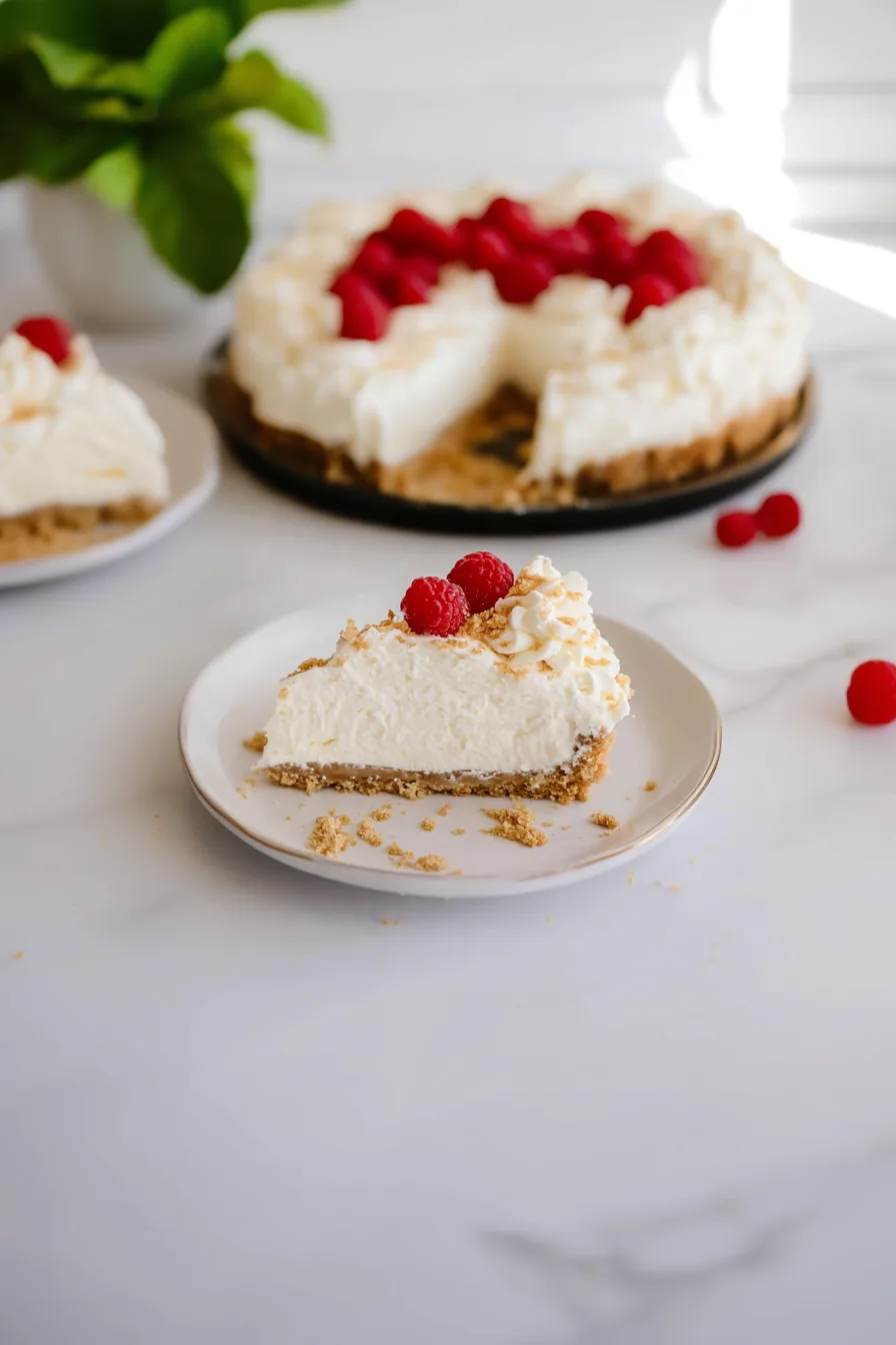 Smooth cheesecake with a buttery crust and fruit topping