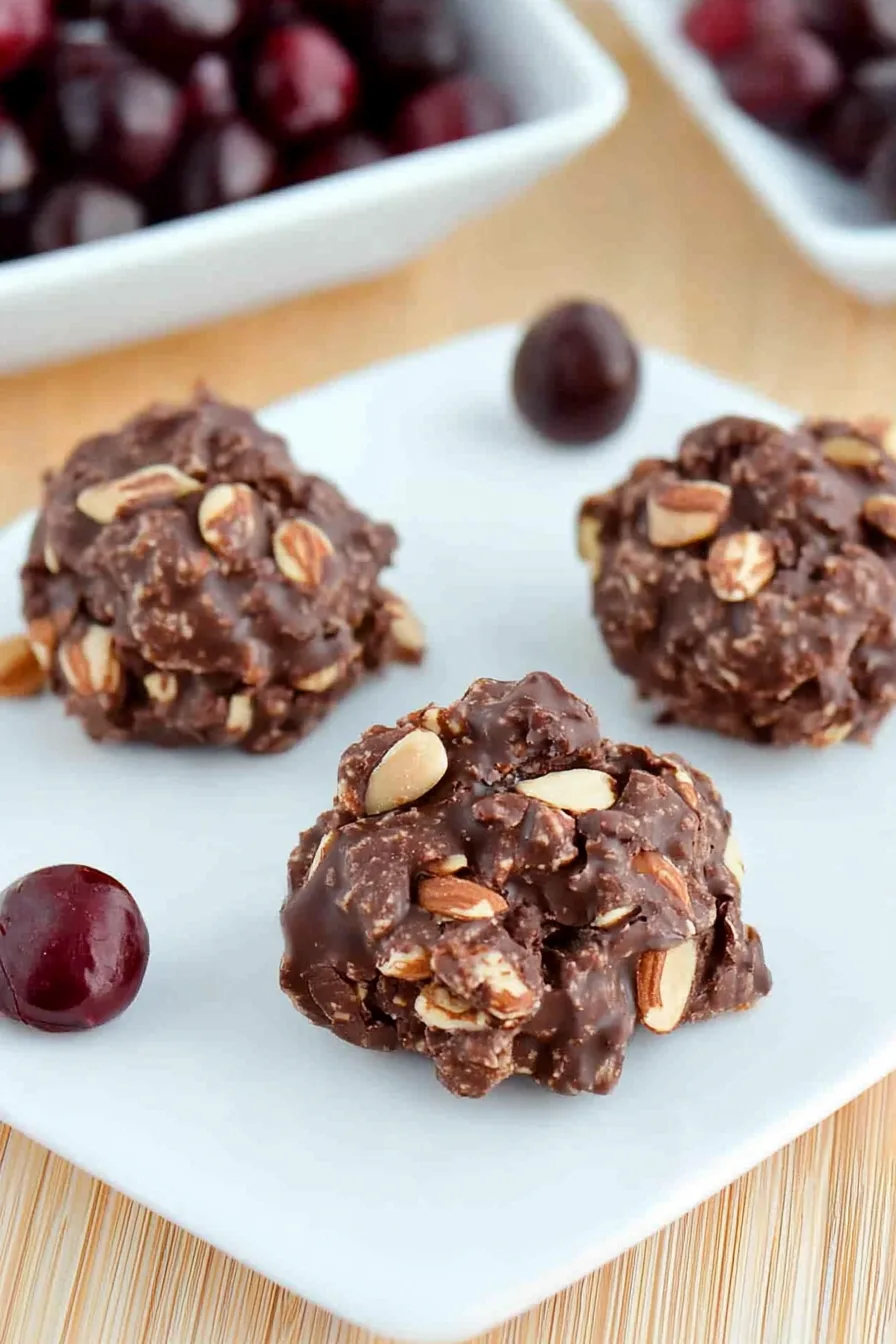 Overhead view of homemade baked rounds with glossy chocolate and golden edges