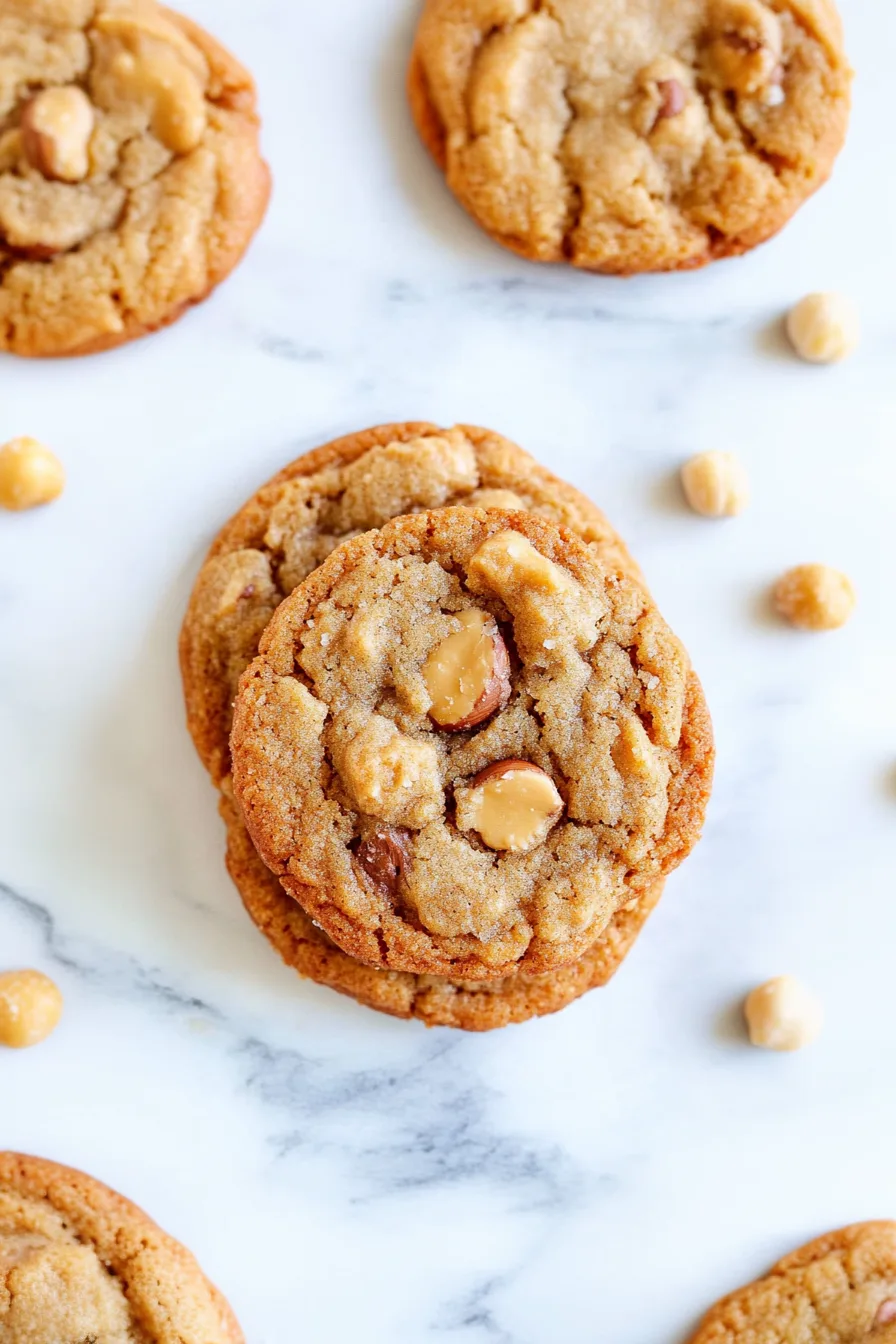Stack of golden, chewy cookies on a white plate.