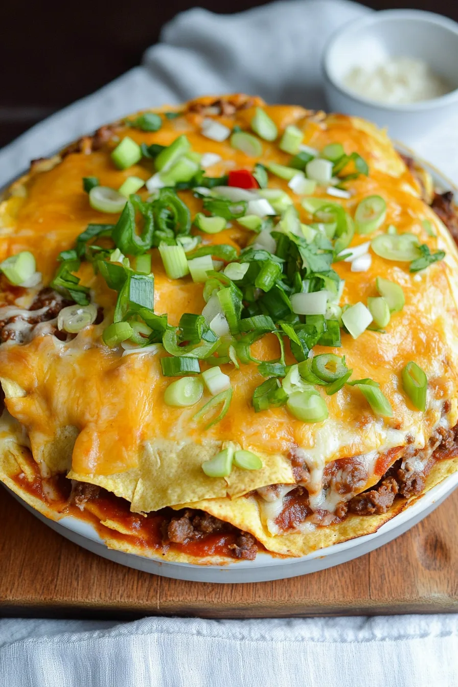 Golden melted cheese topping with fresh garnish