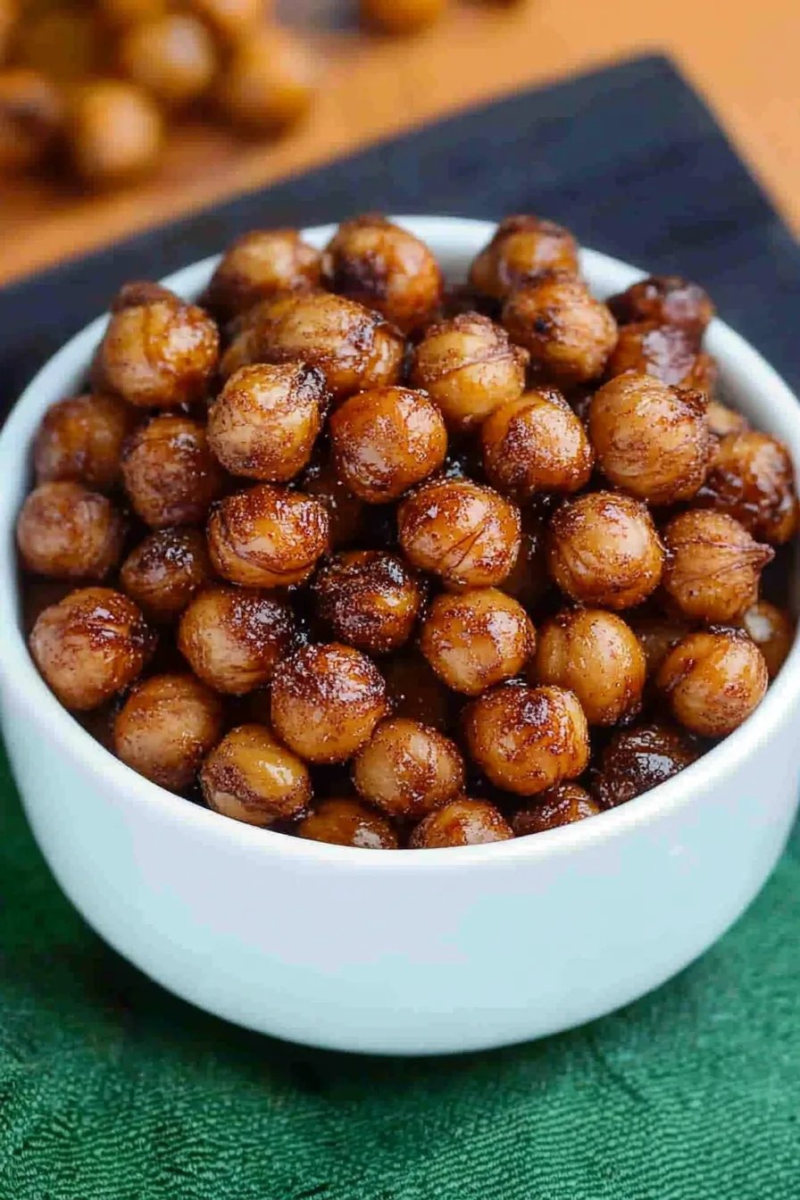 Baked snack with a warm coating, displayed in a serving bowl
