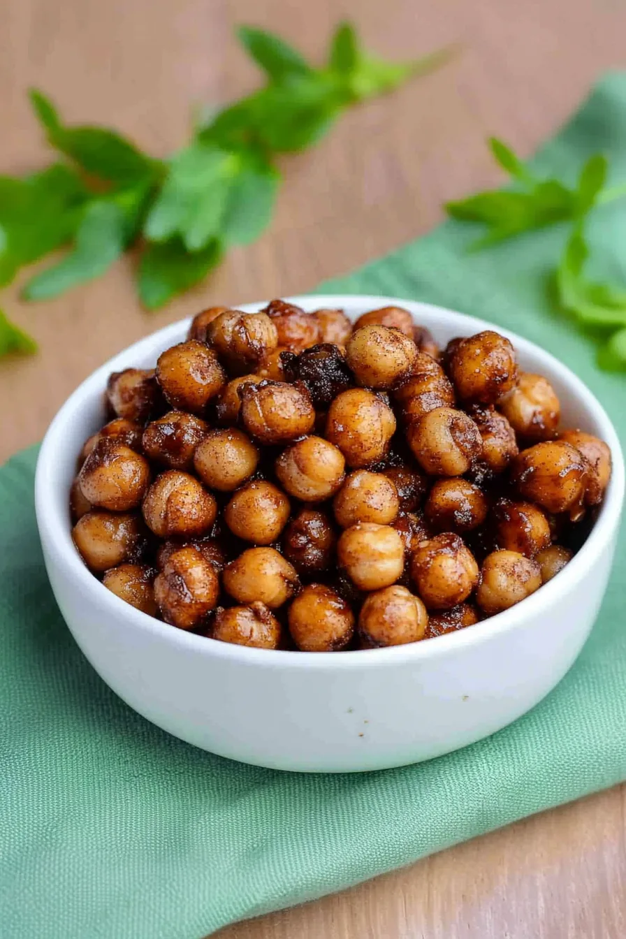 Evenly roasted bites piled high in a ceramic dish