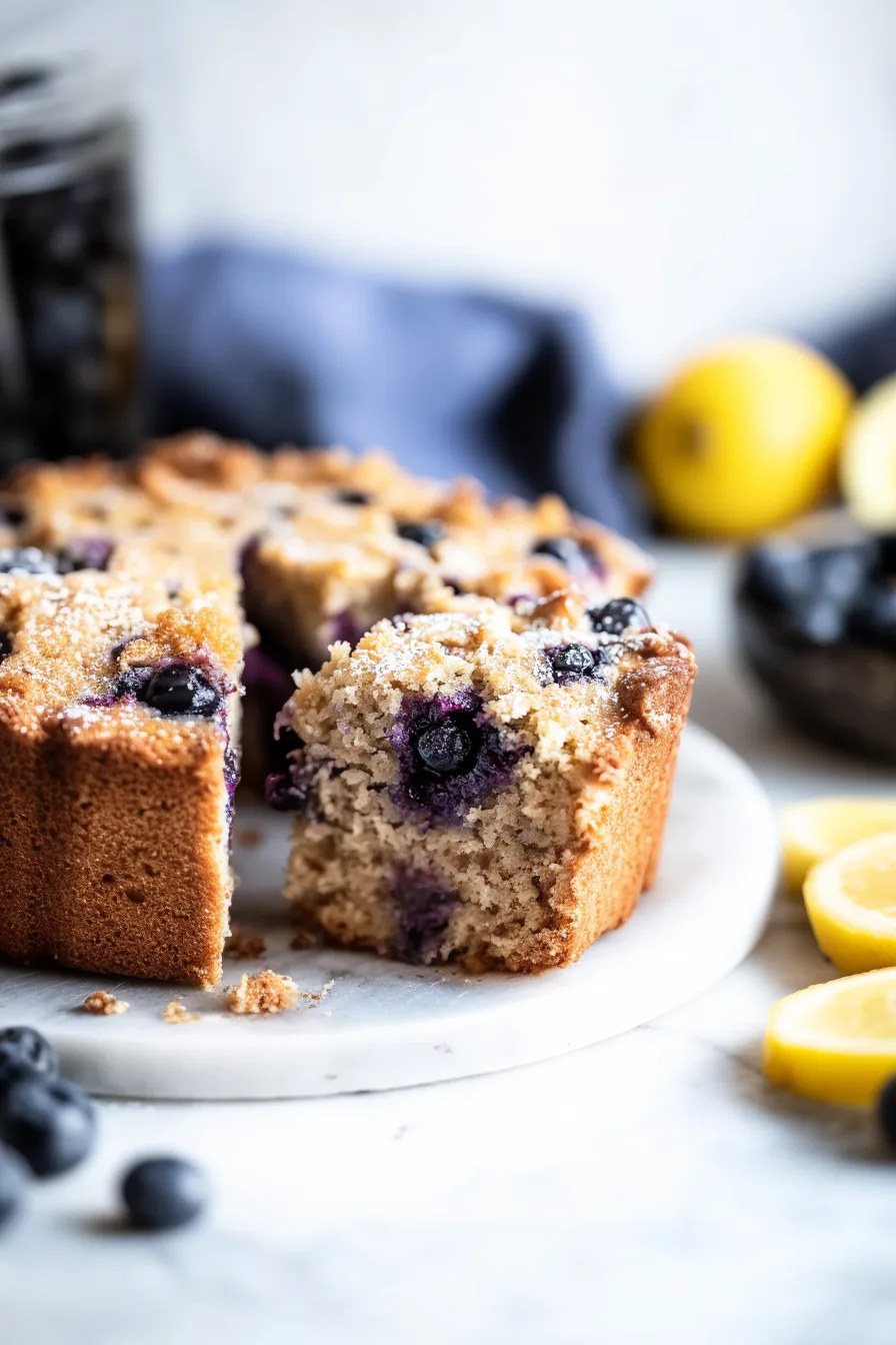 Homemade breakfast cake topped with powdered sugar