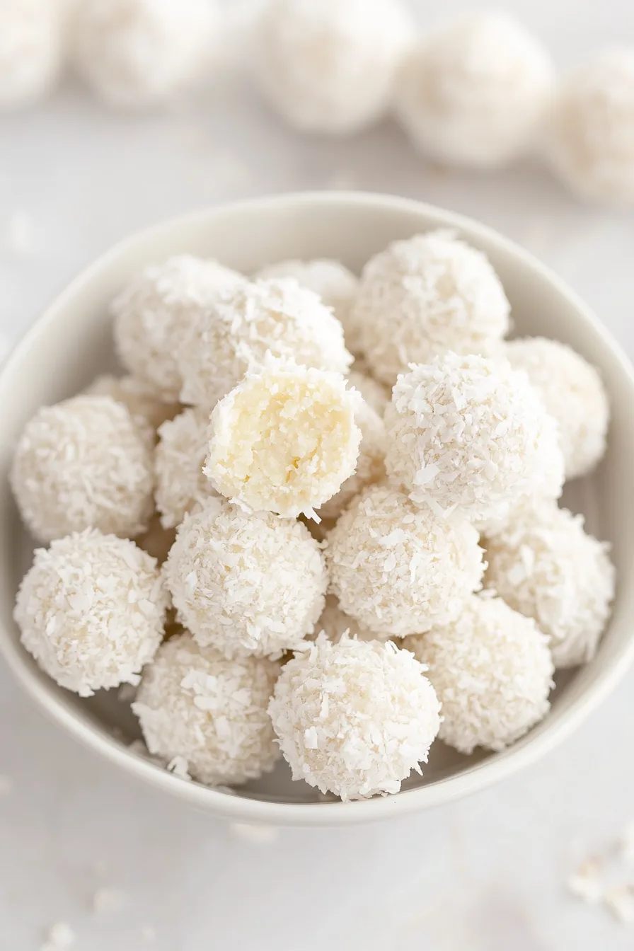 Bite-sized dessert balls arranged neatly on a bowl