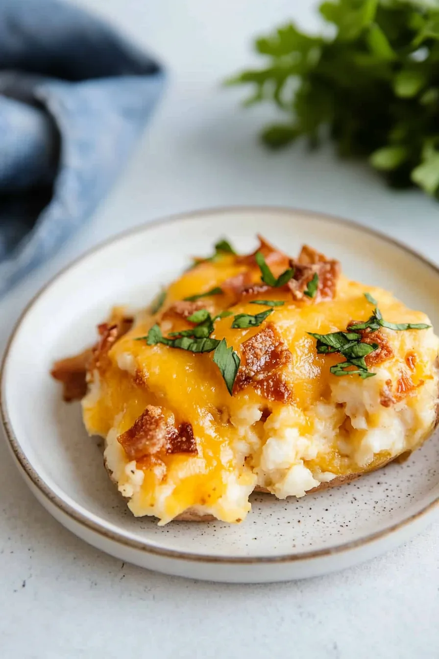 Crispy bacon and melted cheese layered over tender potatoes