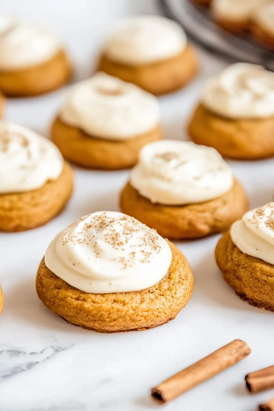 Overhead view of cookies with smooth white icing, ready to serve