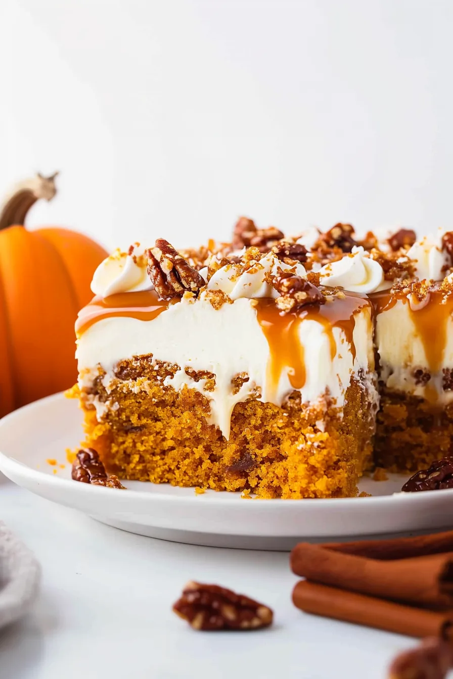 A festive autumn dessert garnished with cinnamon and served on a rustic table.