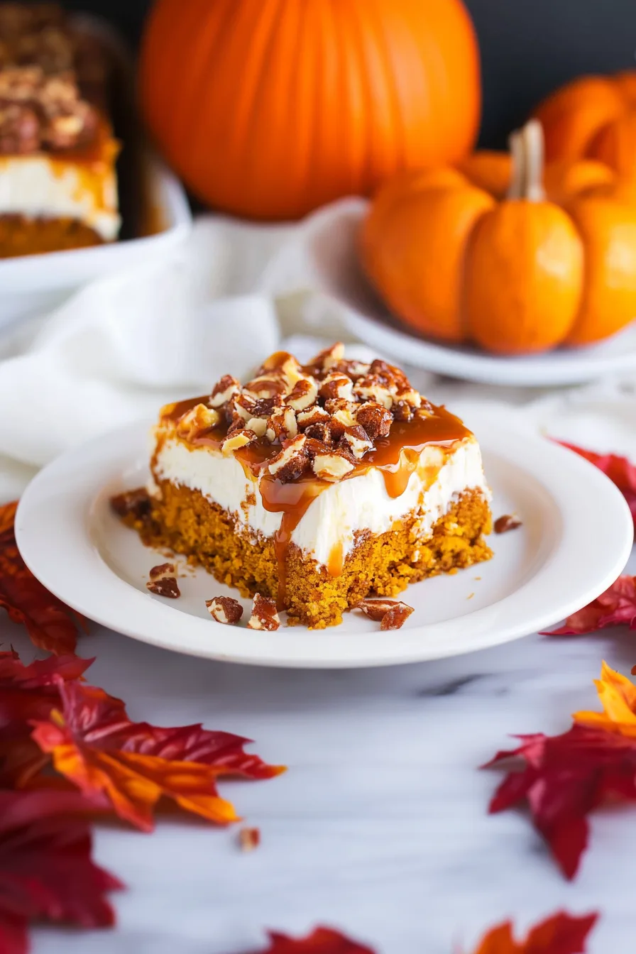 Overhead view of a frosted dessert in a baking dish with swirled topping.