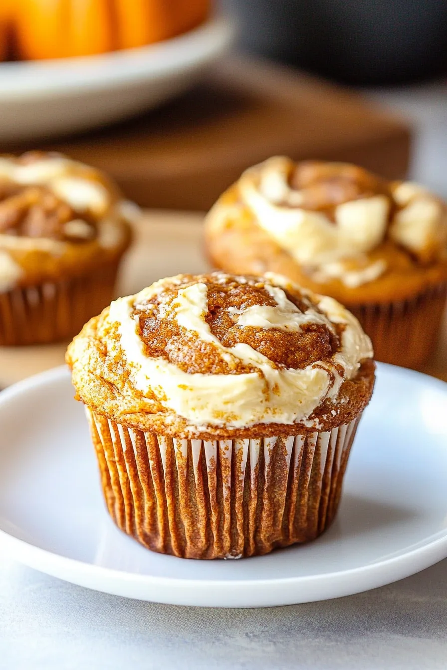 Freshly baked muffins with a marbled swirl pattern on top