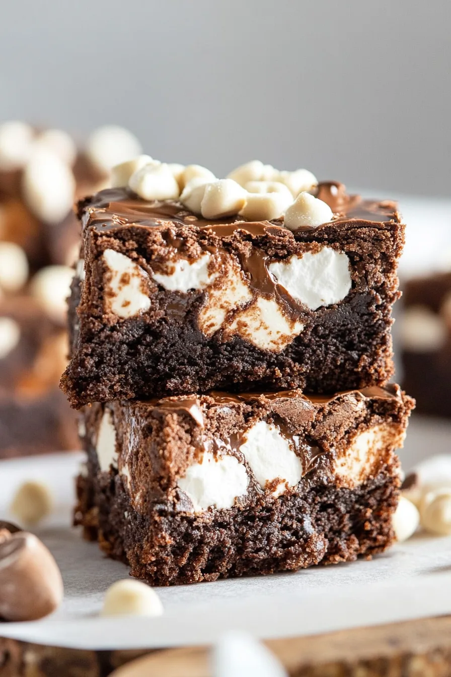 Fudgy treats sliced and arranged on a parchment-lined tray