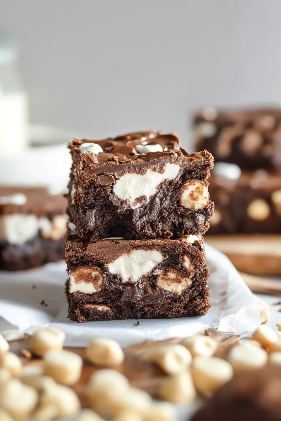 Chocolate squares with a glossy finish and crunchy toppings