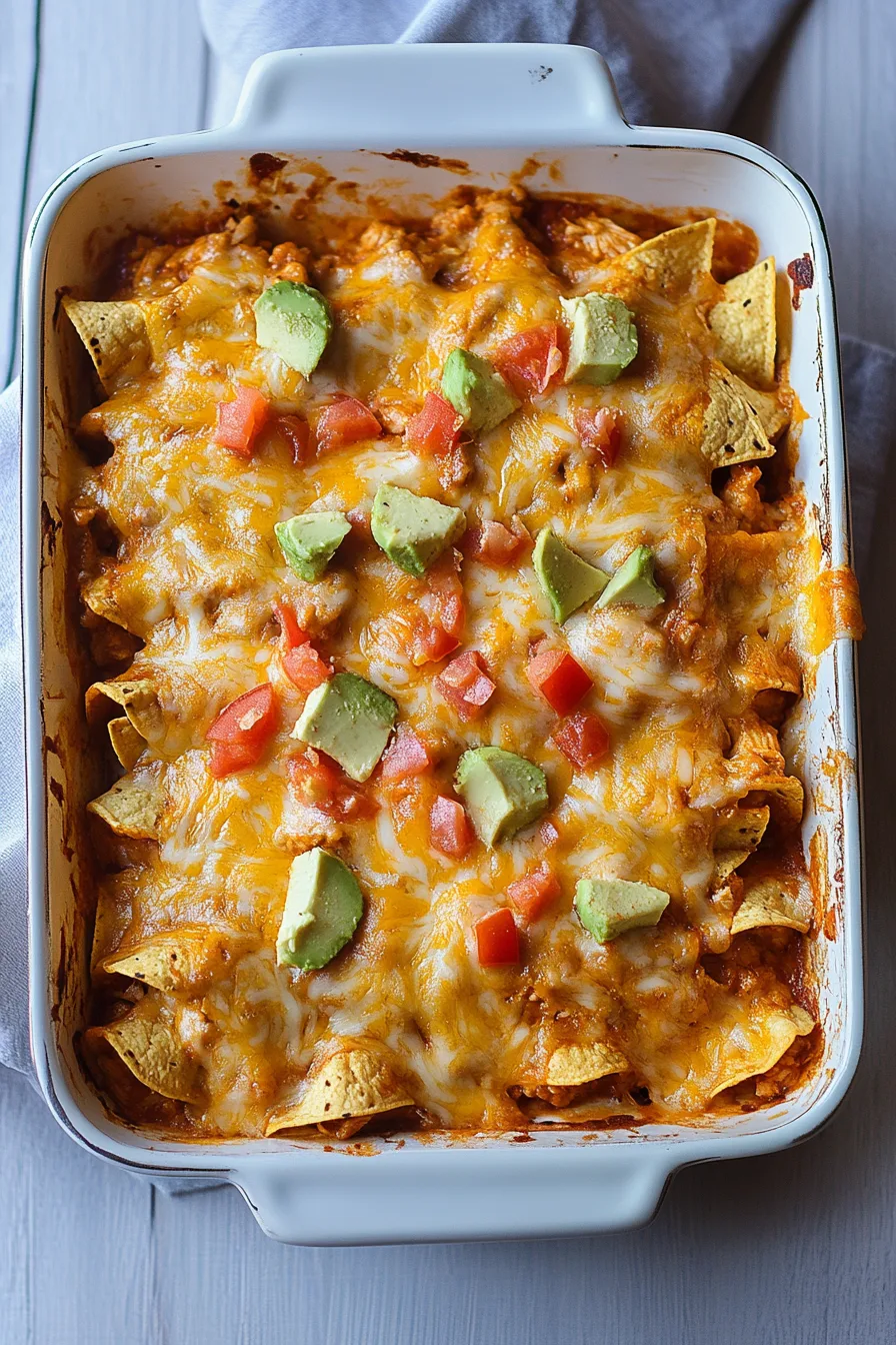 A baking dish filled with golden, cheesy enchiladas.