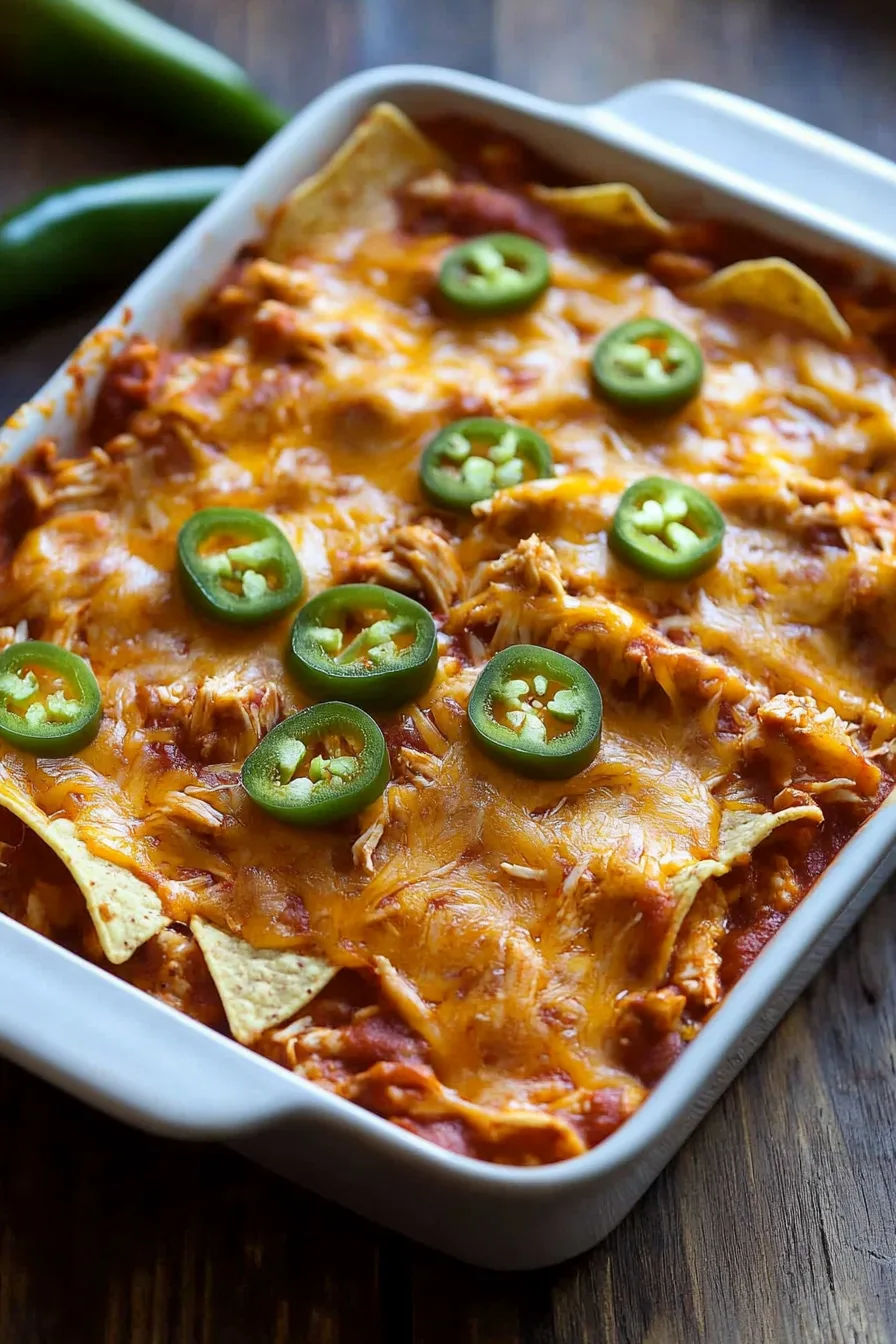 A casserole dish filled with baked enchiladas.