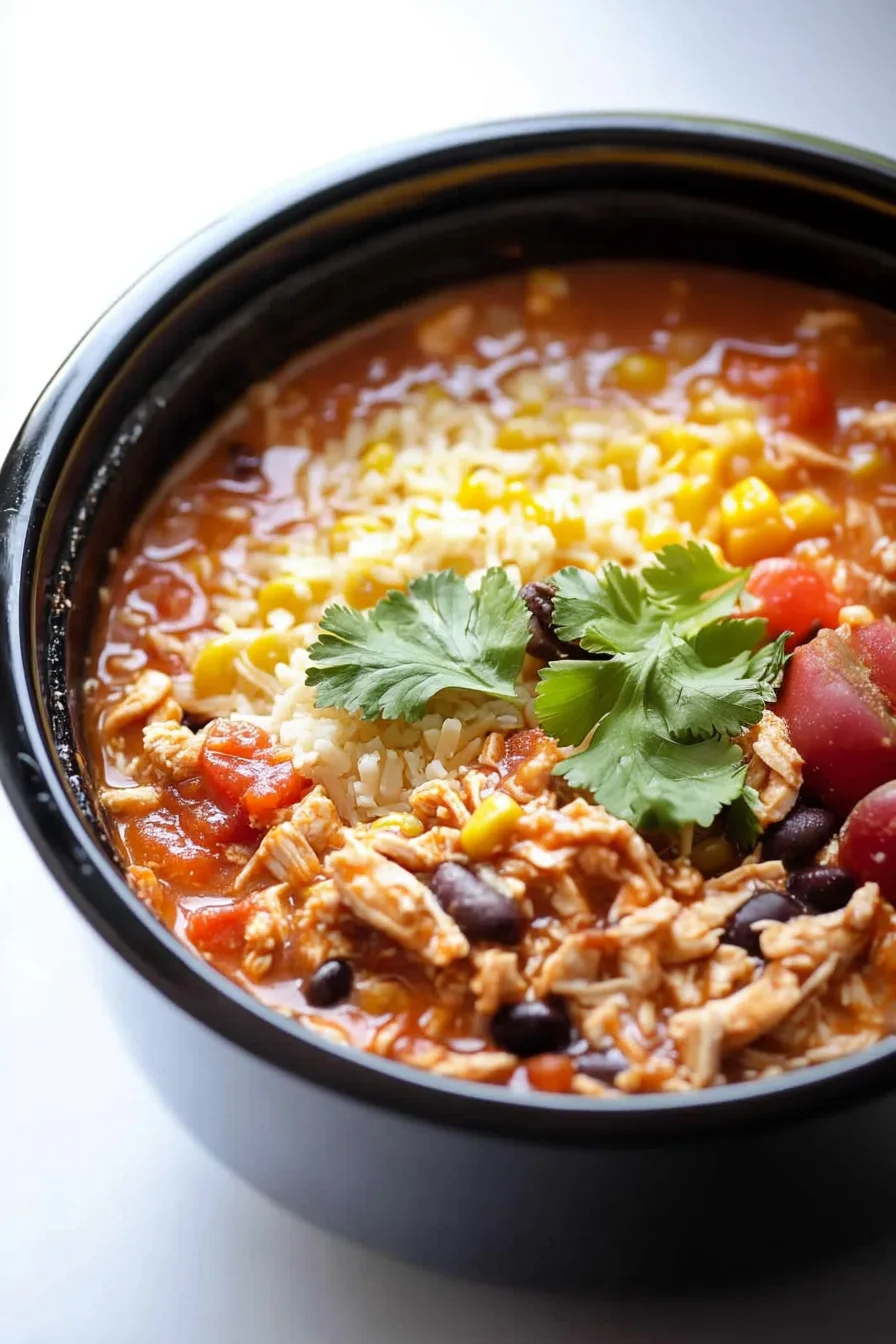 Warm, comforting one-bowl meal featuring seasoned chicken and fresh salsa.