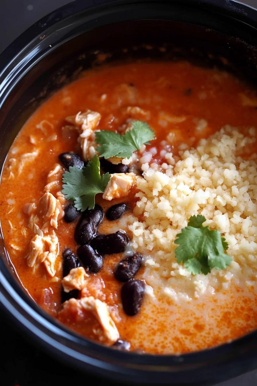 Colorful bowl filled with shredded chicken, rice, beans, corn, and fresh toppings.