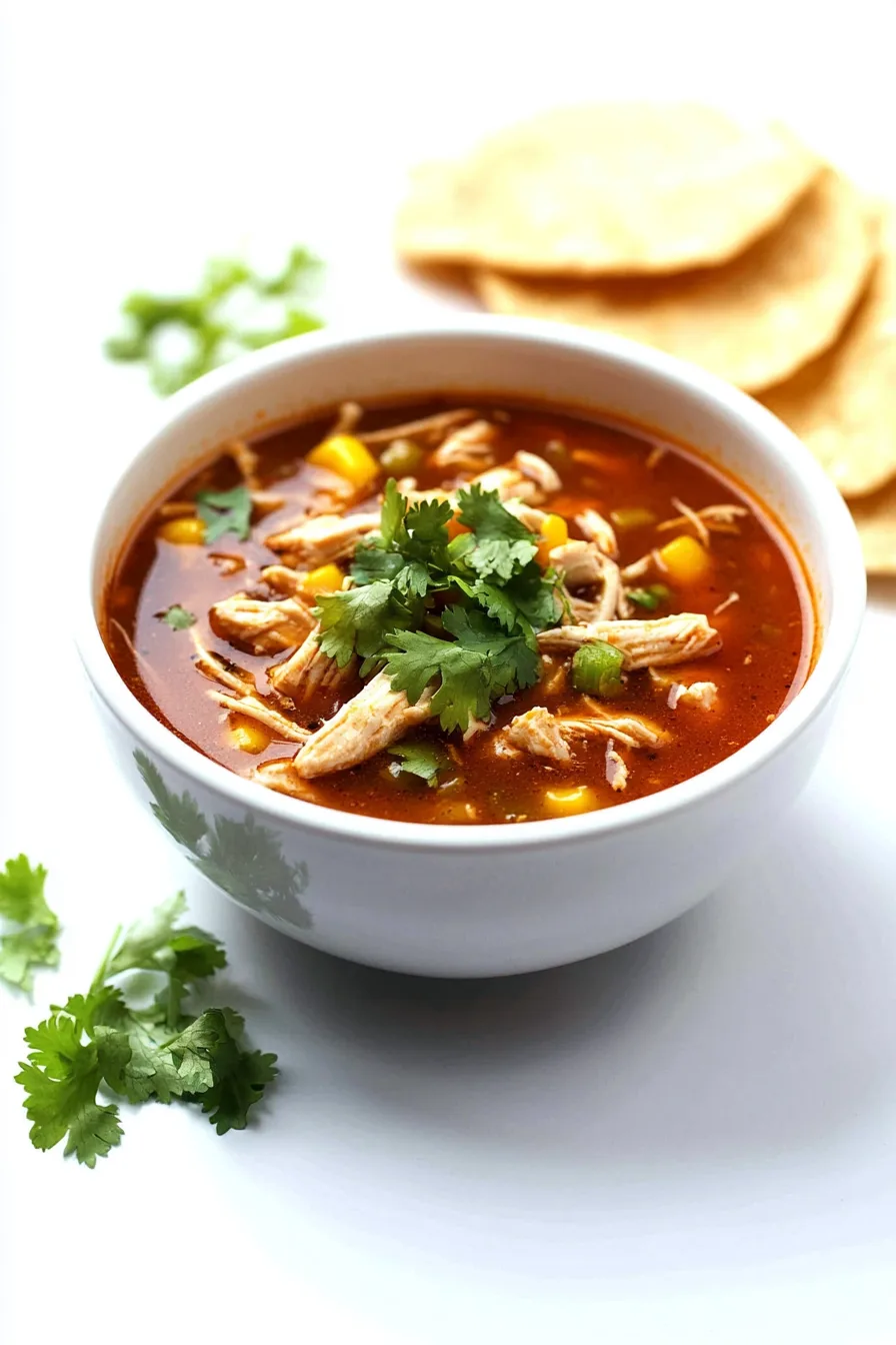 Bright and colorful dish showcasing chunks of meat and vegetables in broth