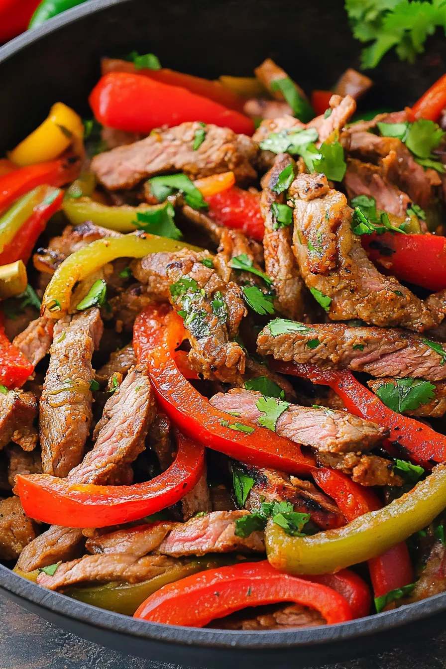 A serving platter of grilled beef and veggies ready to wrap