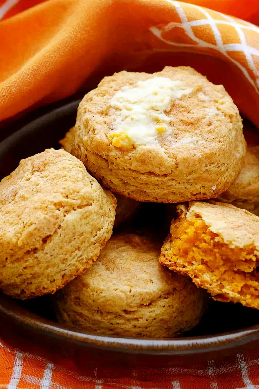Stack of warm, rustic baked goods placed on a ceramic plate