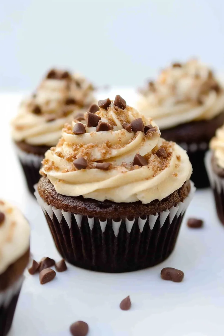 Close-up view of individual cakes with glossy frosting and caramel bits
