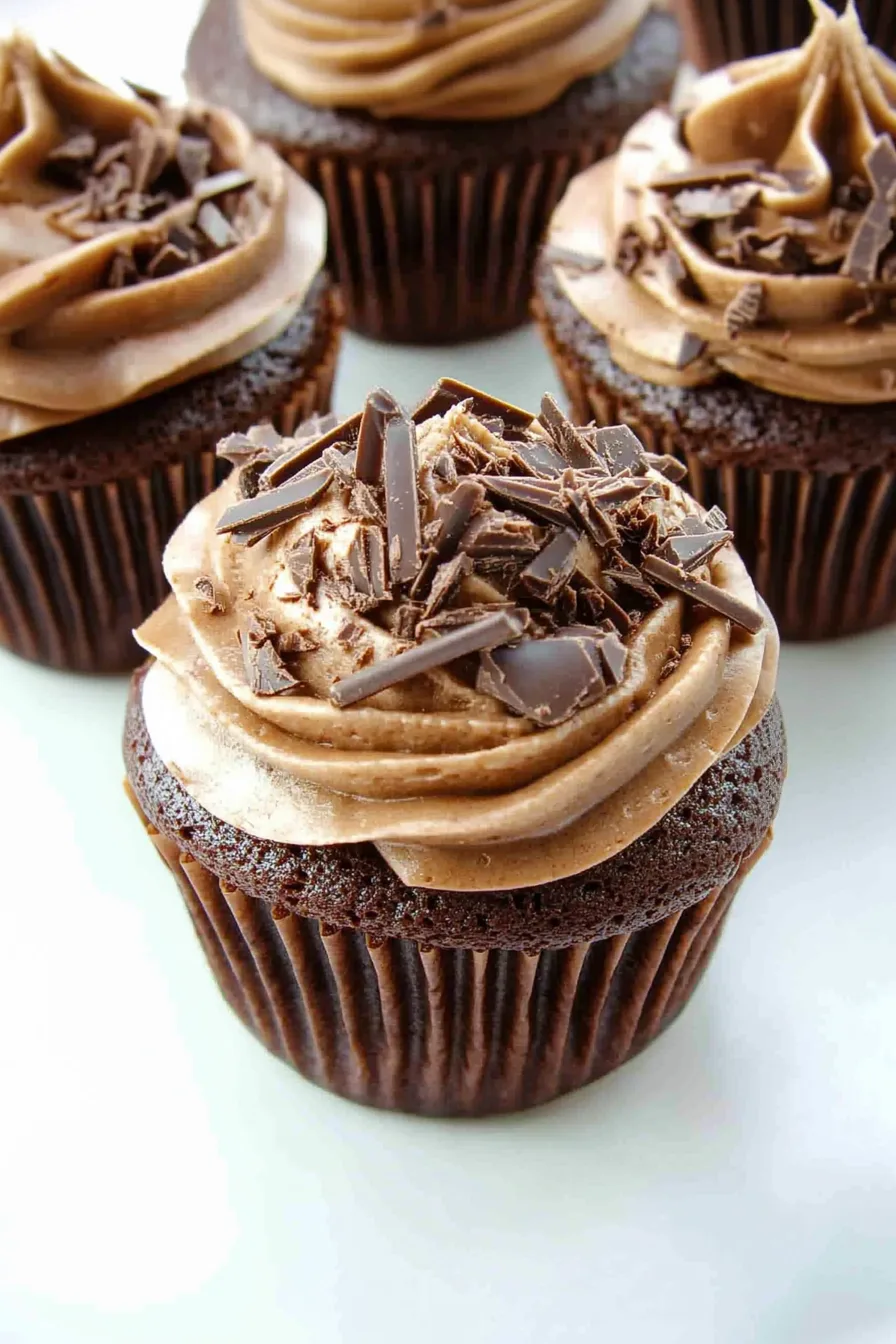 Cupcakes with layered toppings styled for a moody dessert photo