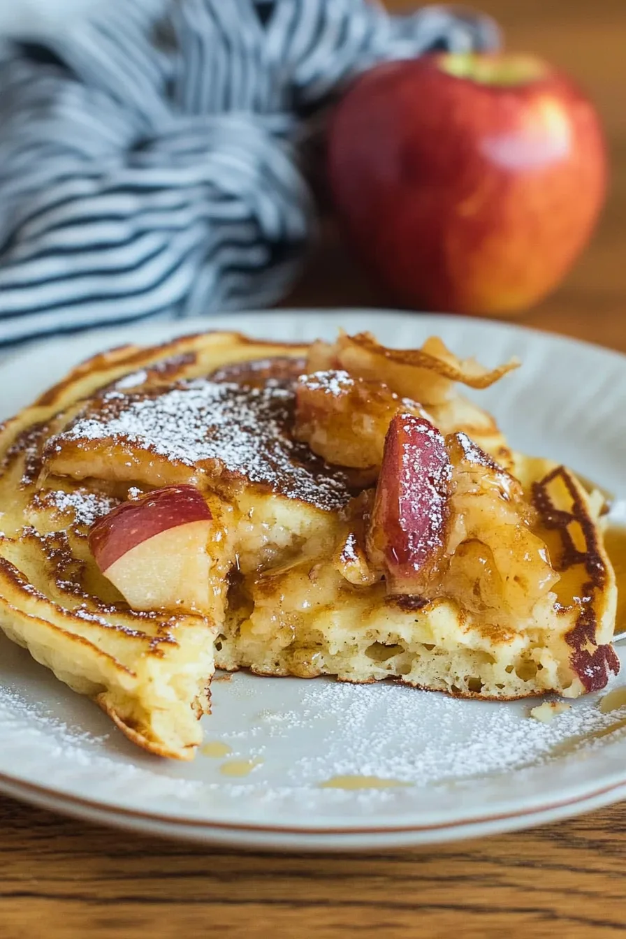 Warm hootenanny pancake fresh from the oven with apples peeking through the crust