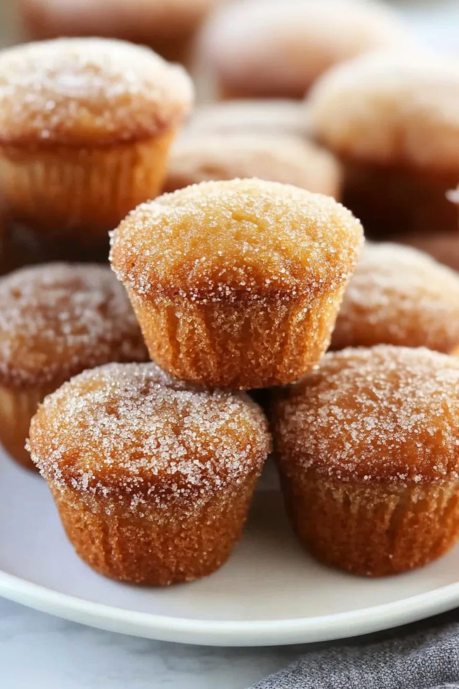 Rustic-style muffins with sugar coating, served on a white dish