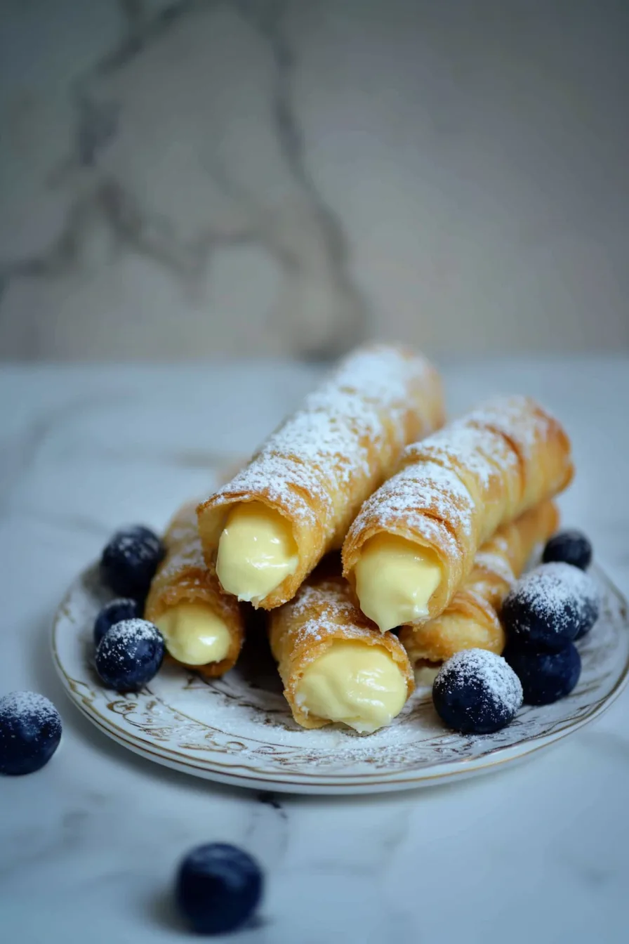 Italian pastries with golden shells and sweet cream inside.