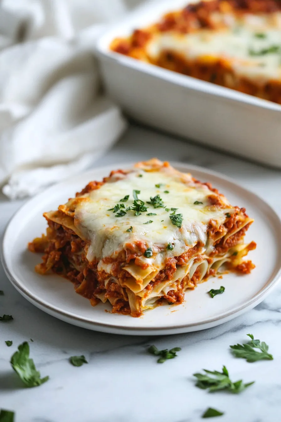 A hearty baked casserole with layers of cabbage, ground meat, and tomato sauce.