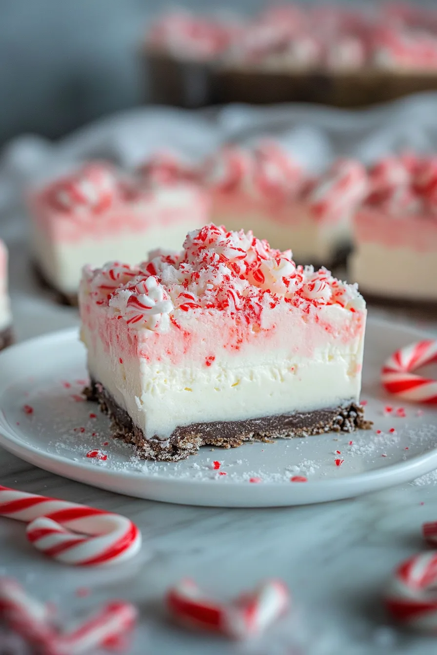 Holiday-inspired dessert square served on a white plate