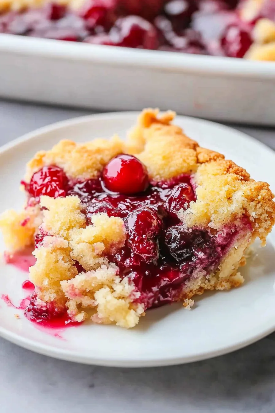 Juicy baked treat with a bubbly fruit layer beneath a golden topping