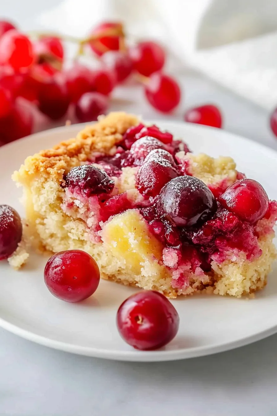 Sweet baked treat with pineapple and cherry layers under a golden crust