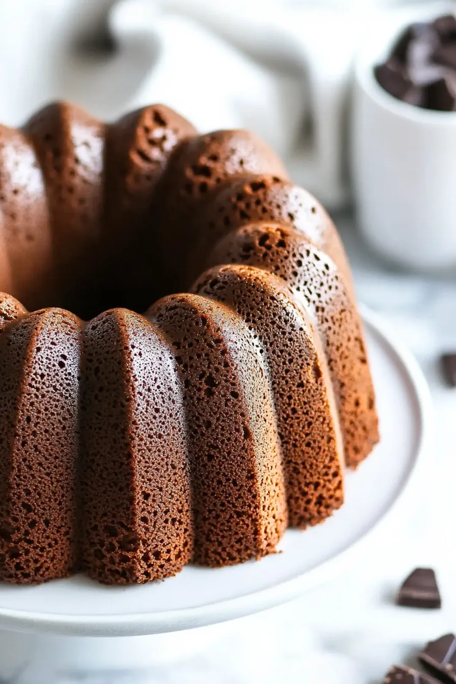 Close-up of a golden-brown bundt cake with soft texture
