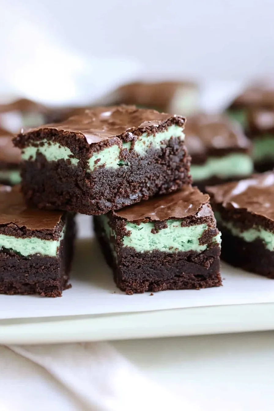 Rich chocolate squares with a fresh mint filling.