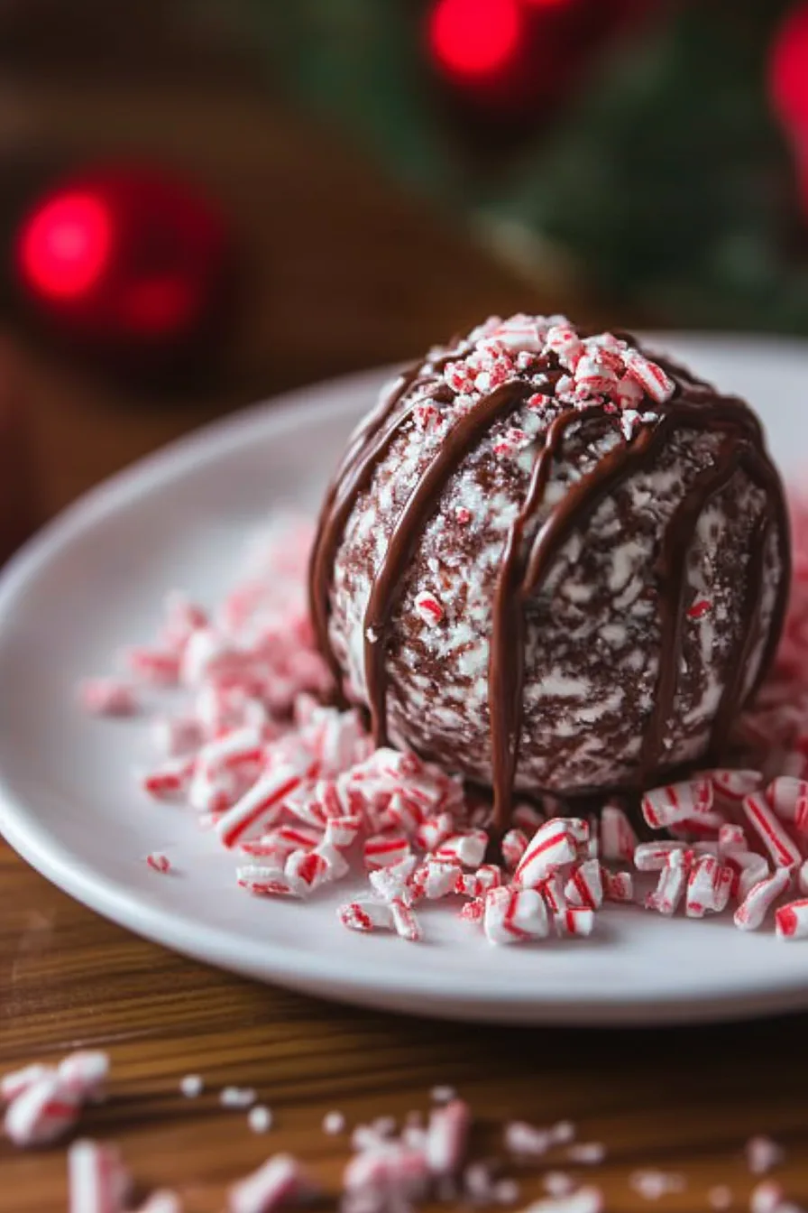 Sweet peppermint-coated treat served on a white plate