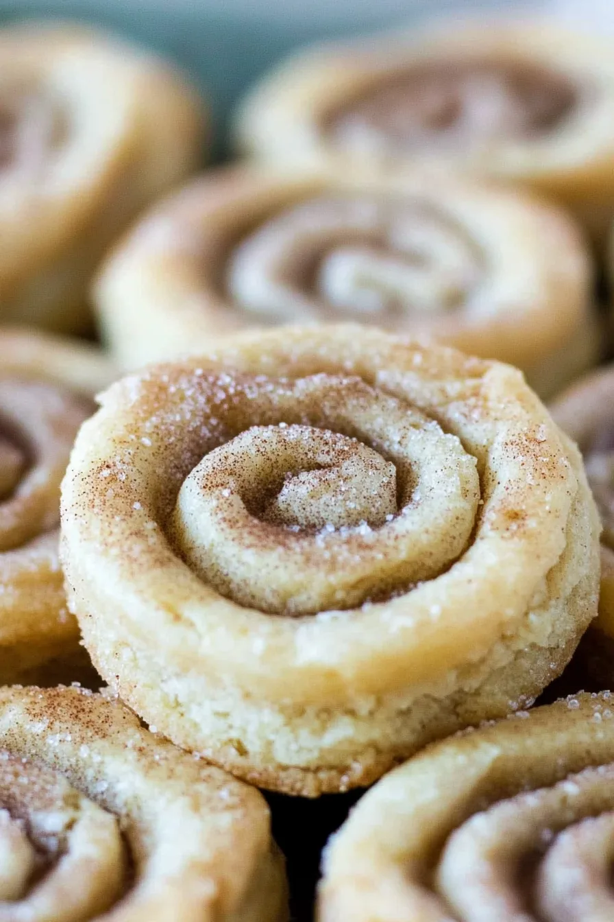 Close-up of bite-sized cookies with crisp, golden edges