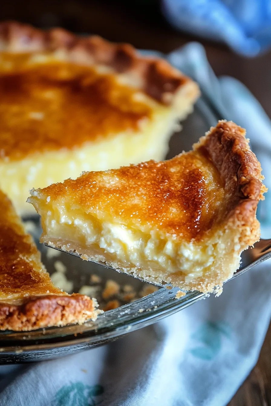 Golden buttermilk pie cooling in a flaky crust