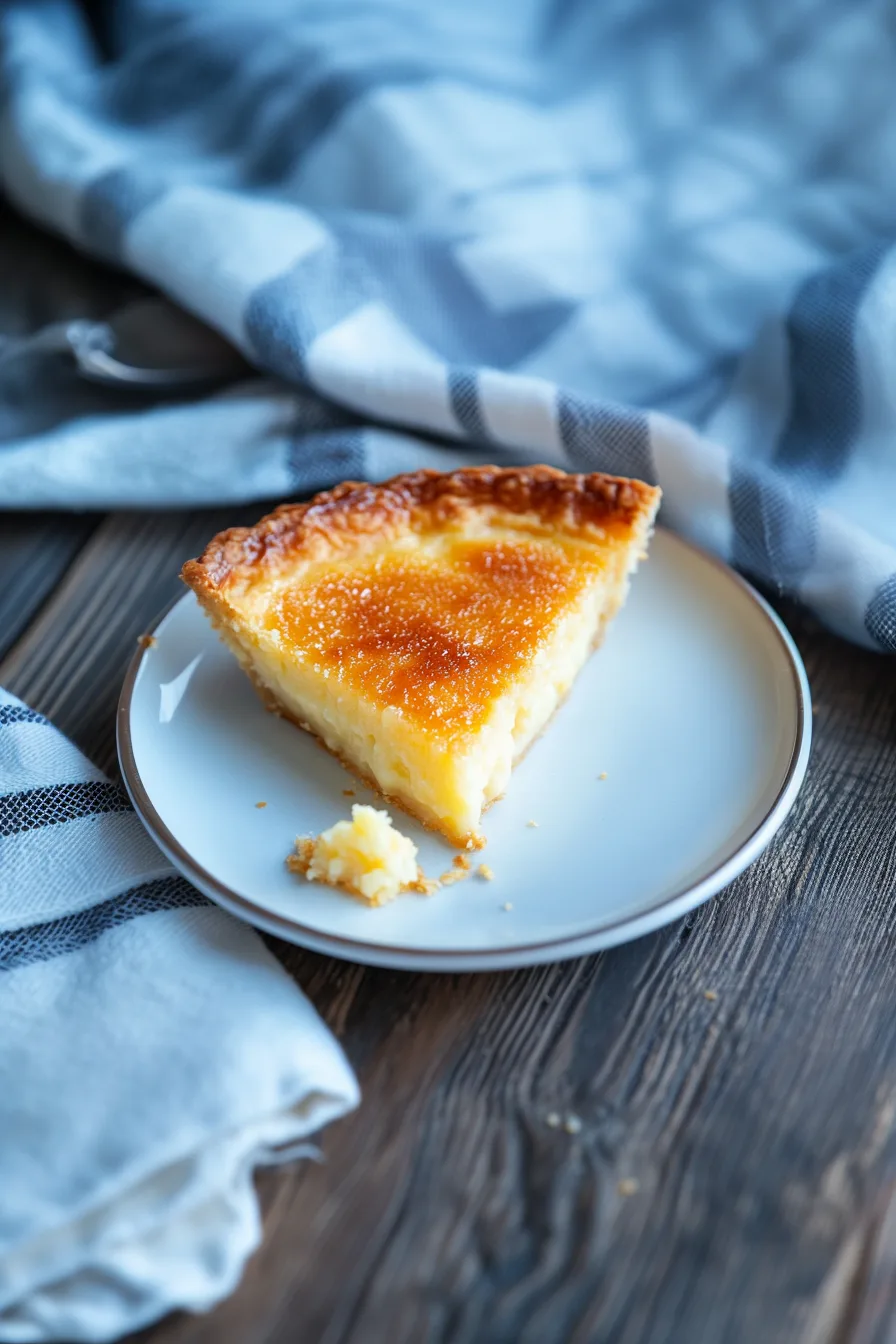 Overhead view of baked pie with a smooth, browned top