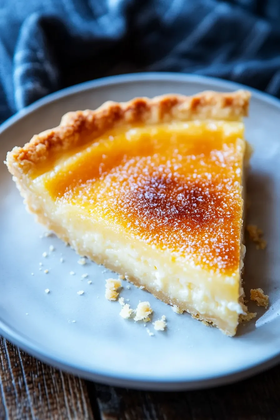 Piece of pie with buttery crust and silky filling