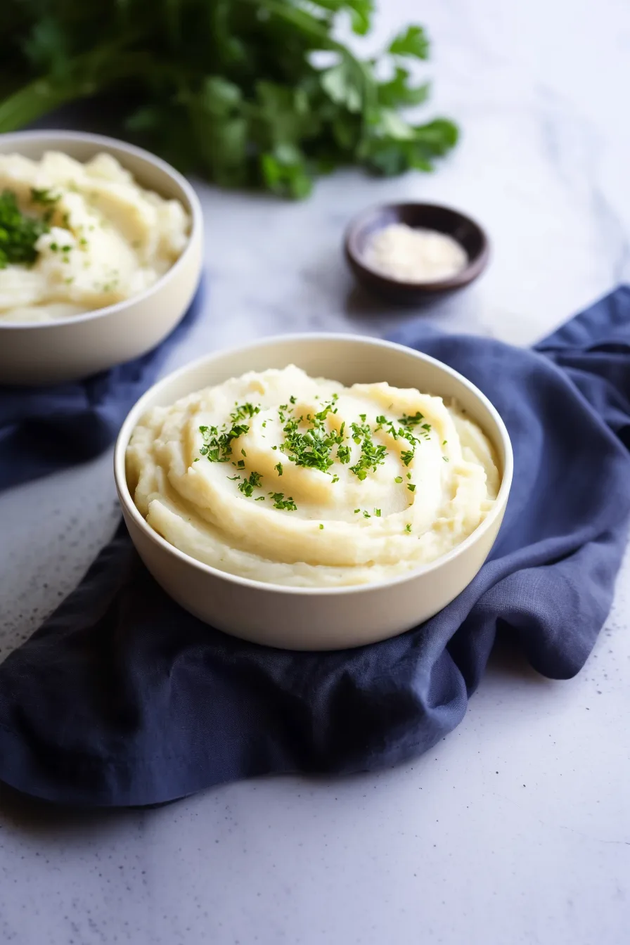 Side dish of mashed potatoes placed on a dinner table