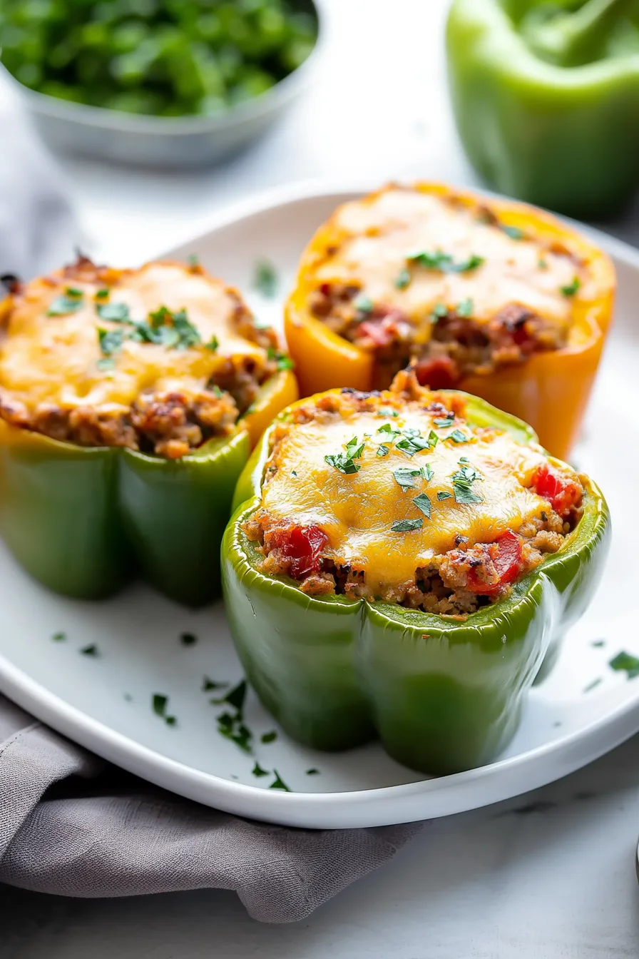 Baked peppers arranged neatly in a white dish