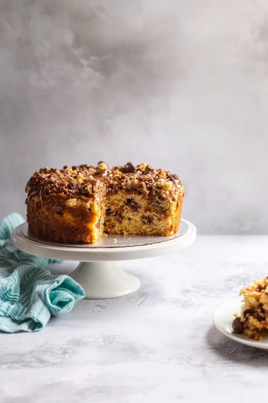 Freshly baked cake squares with syrupy glaze and crumb texture.